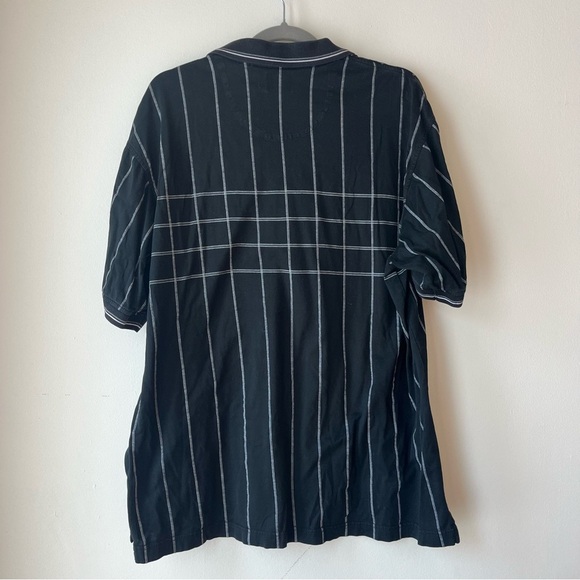IZOD Double Mercerized Polo Shirt Black Gray Stripe | Y2K Prep Aesthetic L - Picture 10 of 11